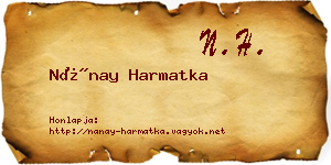 Nánay Harmatka névjegykártya